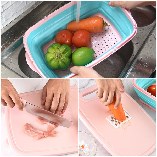 Material Washing And Draining Basket With Cutting Board - Image 3