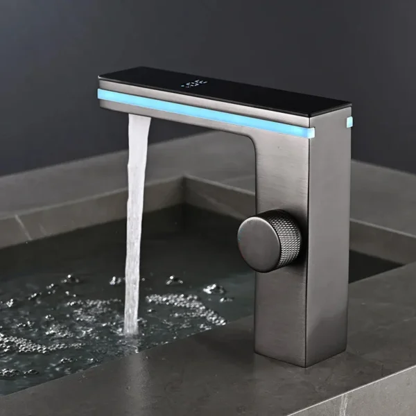 Digital Display Bathroom Basin Faucet Intelligent LED Brass Deck Mounted Washbasin Crane Hot Cold Water Mixer Sink Vanity Tap - Image 3